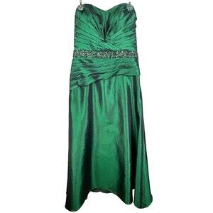 Alyce Designs Strapless Formal Prom Dress Sweetheart Beaded Gown Emerald Green